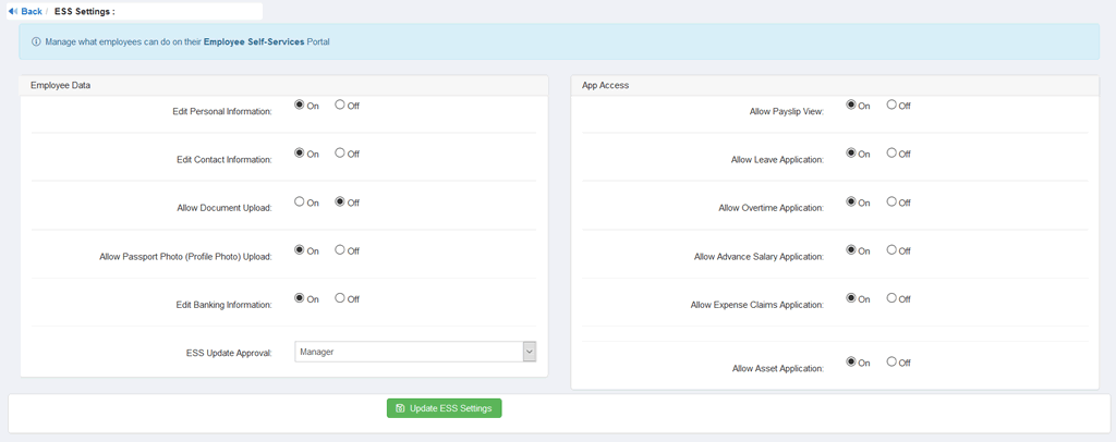 employee self-service configuration