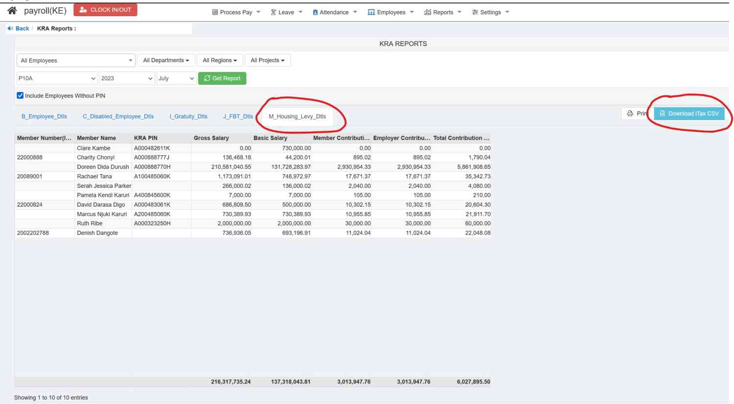 kra itax housing levy export from wingubox