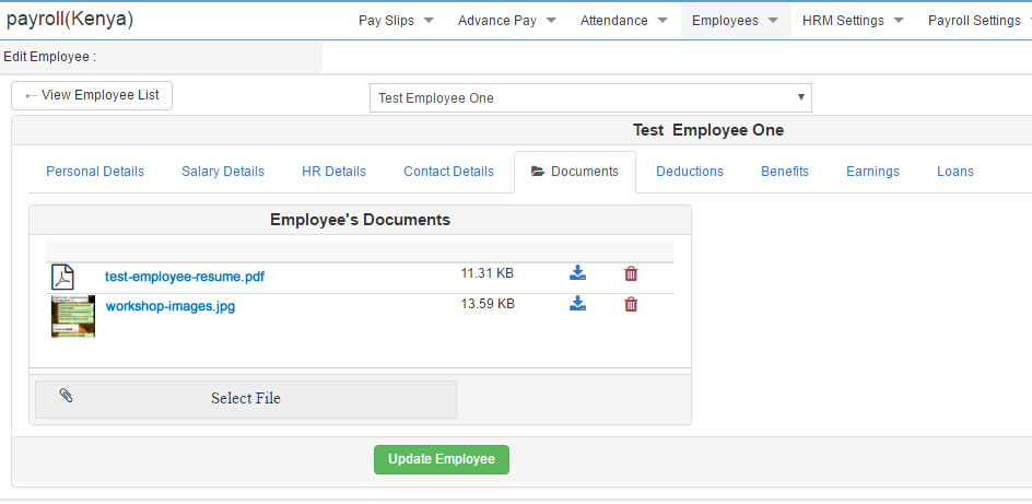 employee documents upload