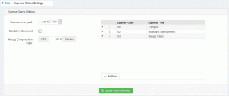 Expense Claims configuration