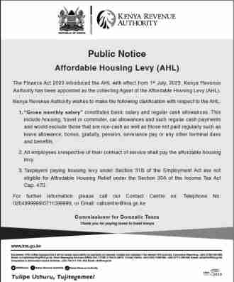 kra public notice housing levy gross salary
